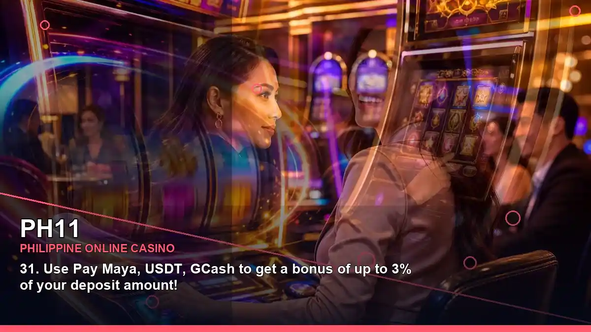PH11 online fruit reel slots with an adult Philippine casino host in a left-diagonal composition