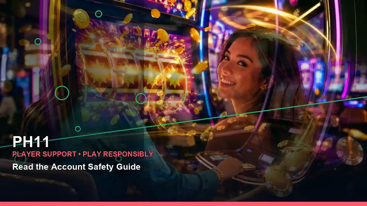 PH11 Rave Party Fever scene showing deposit and account balance options in a dynamic diagonal layout